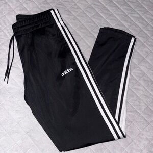 Adidas Women’s Black Joggers with White Stripes